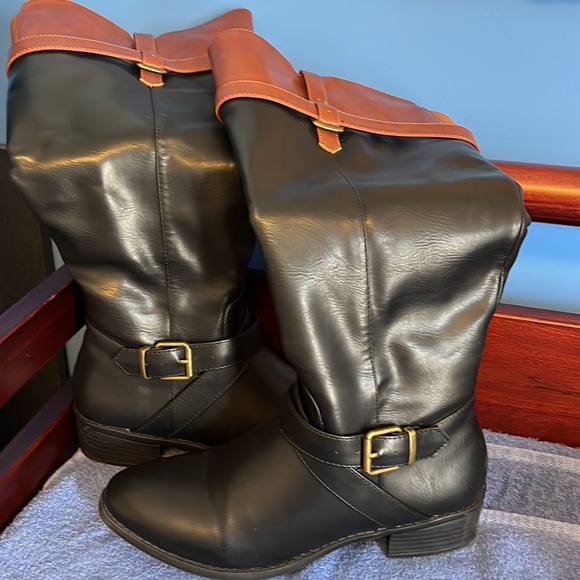 Rampage Black/Cognac knee high boots size 7.5 - Picture 2 of 8